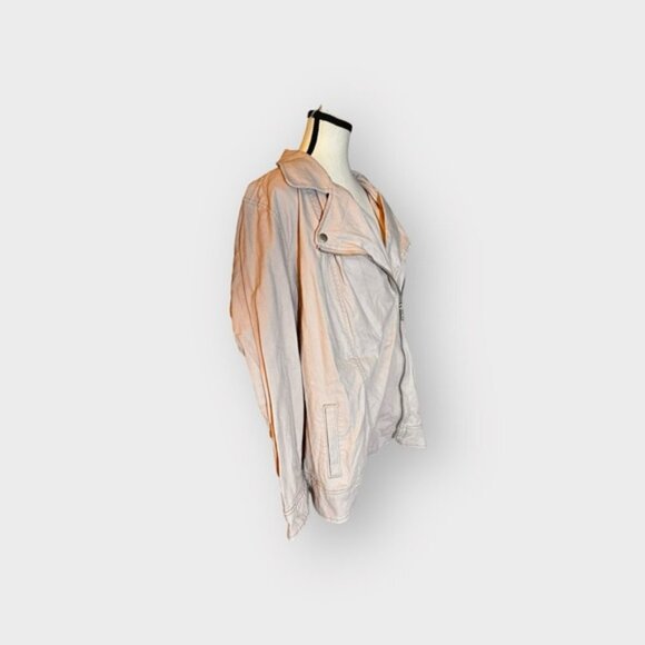 Women’s Old Navy 1X Abalone Pink Twill Canvas Moto Zip Jacket 14 16 - Picture 4 of 10